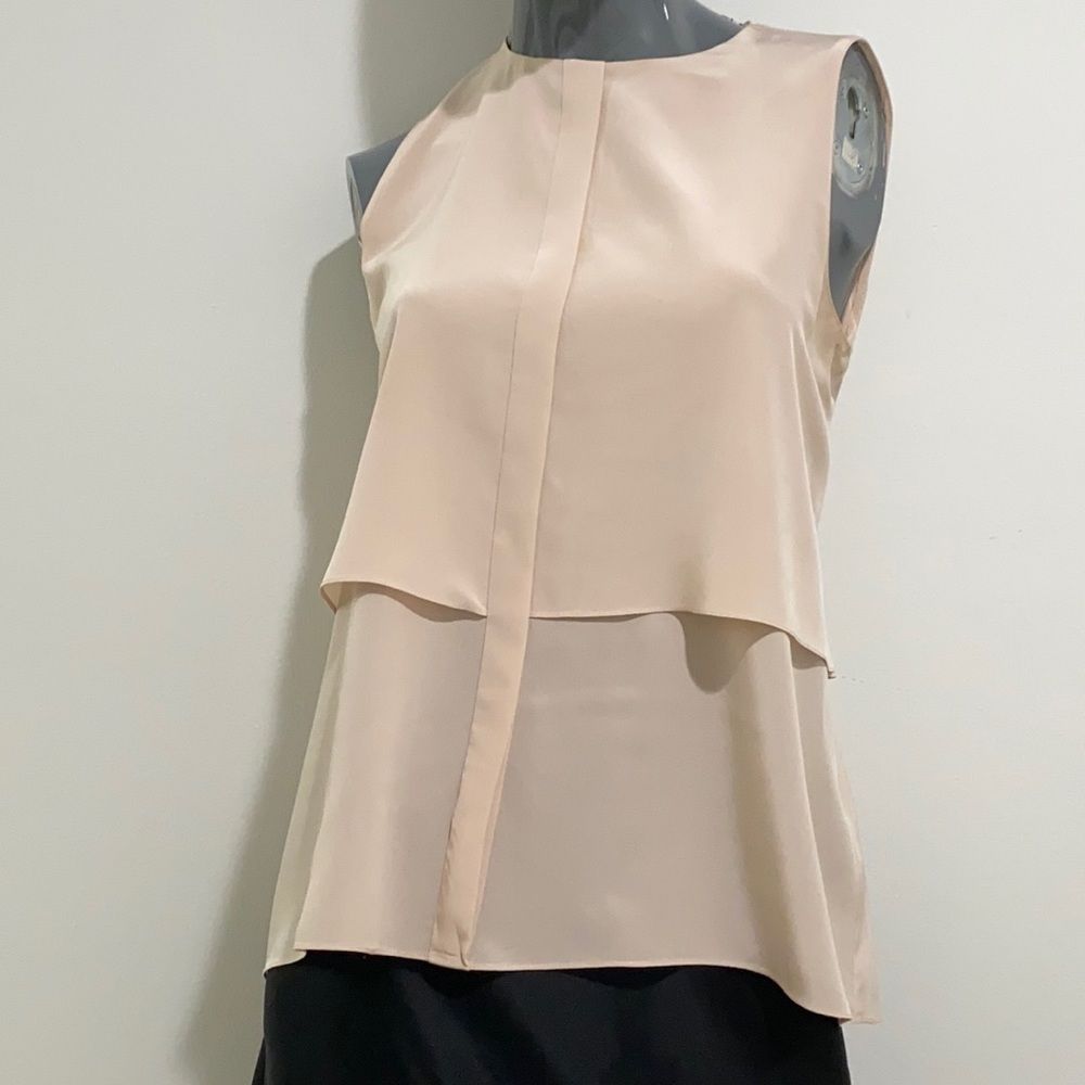 100% silk ballet pink/Cream designer Dorothee Schumacher Sleeveless Blouse